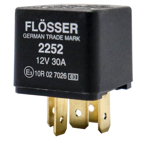 [2252] Relay FLOSSER 12V / 30 Amp 5 Terminales 87 - 87 / BOSCH-10-C-1