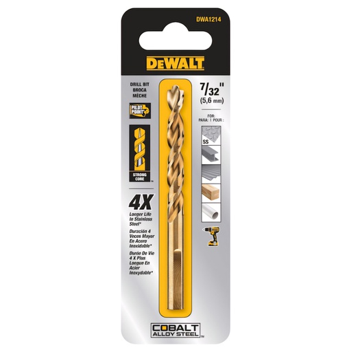 [DWA1214] Broca Metal Madera Cobalto 7/32" DeWalt / DEWALT-5-B-3-D-2
