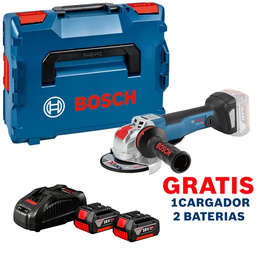 [17B0] Amoladora 5&quot; BOSCH GWX 18V-10 PC XLOCK / BARETOOL / GRATIS 2-BATERIA + 1-CARGADOR / BOSCH-