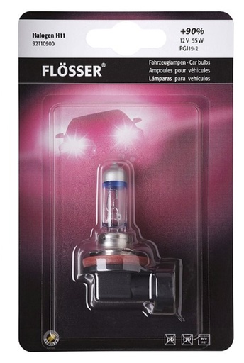 [92110900] Bombilla FLOSSER / H11 / 12V / 55 W / ULTRA +90% BLISTER / BOSCH-4-D-3-E