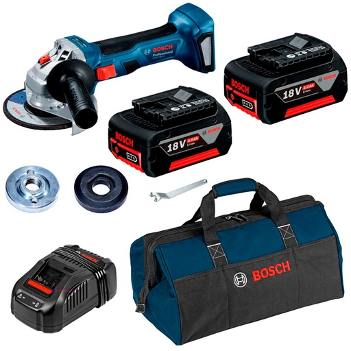 [19H9-COMBO-2] Amoladora 4 1/2&quot; GWS 180-LI / 2- Baterias 4 Amp / 1- Cargador / 1- Maleta Lona / BOSCH