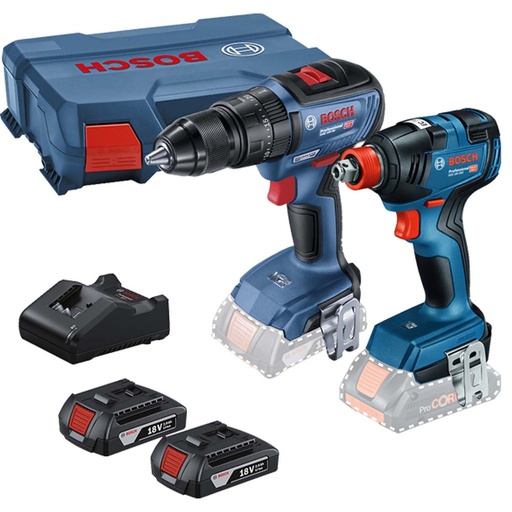 [19J2-2G1] Combo Taladro  GSB 18V-50 + GDX 18V-200 / 2 Bateria 1 Cargador / 18 Volt / BOSCH-8-C-1