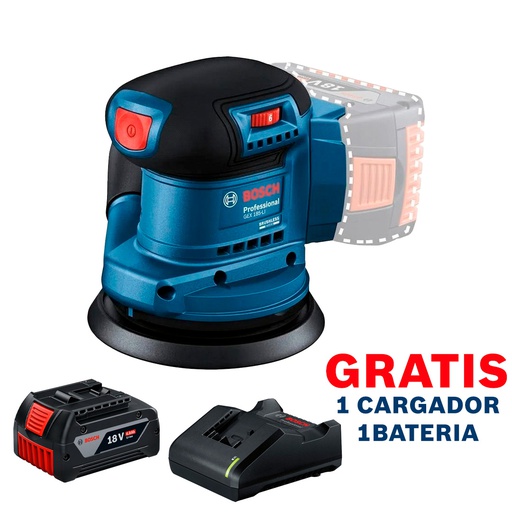 [13A5] Lijadora Exentrica BOSCH / 5&quot;  GEX 185-LI / BARETOOL / GRATIS 1-BATERIA + 1-CARGADOR  / BOSCH-12-C-1-B
