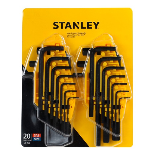 [69-255] Llaves Hexagonales / Allen / 20 Unidades PULGADAS ( 1/16 a 3/8 ), METRICAS ( 1.5 a 10 ) STANLEY/ DEWALT-TABLA-B2