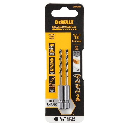 [DWA5008] Broca Metal Madera / HEXAGONAL / 1/8" / DEWALT-Tabla-3