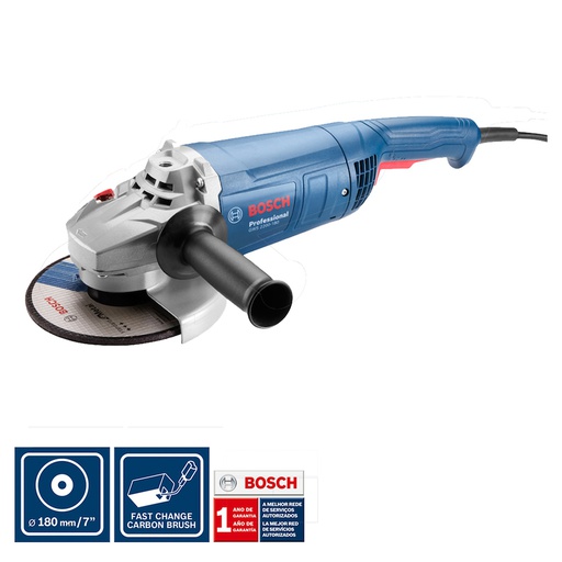 [18F1-0G1] Amoladora 7" BOSCH GWS 2200-180 / 2200 W BOSCH / VULCANO / EJE 5/8" / BOSCH-8-D-1