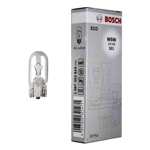 [1987302819] Bombilla Auxiliar BOSCH ( 1 Contacto ) / W5W / T10 / 12 V / ECO LINE / BOSCH-12-C-1