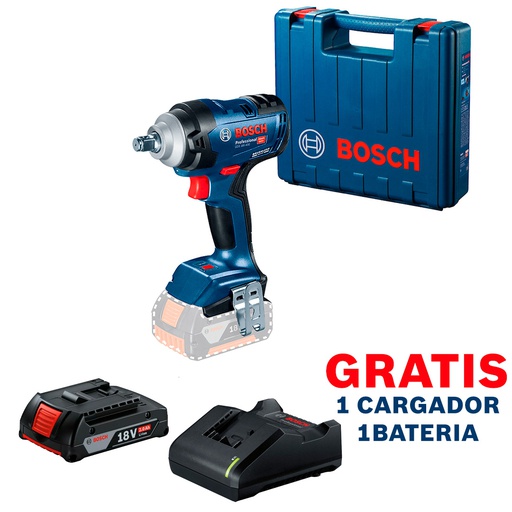 [19K0-0E1-OF] Pistola de Impacto 1/2&quot; GDS 18V-400 / 400 NM  / BARETOOL / GRATIS 1-BATERIA + 1-CARGADOR / BOSCH-12-D-1-A