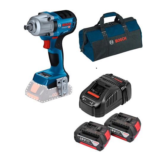 [19K4-100-COMBO] Pistola de Impacto 1/2&quot; GDS 18V-450 PC 18 V / 450 NM  / 2- Baterias 1- Cargador 1- Maleta lona / BOSCH-