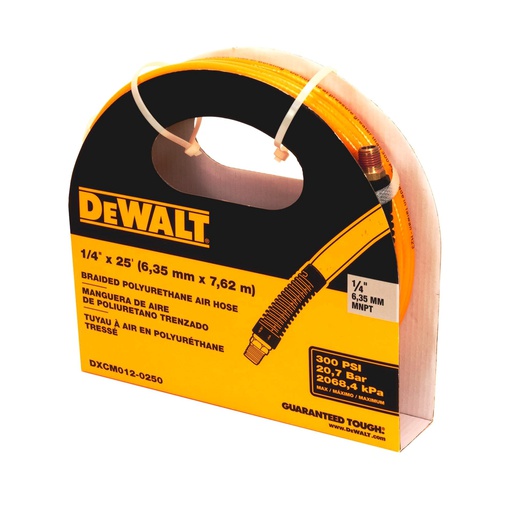 [DXCM012-0250] Manguera de 7.5 Metros ( 25 Pies ) Conector 1/4" Grosor 1/4" / POLIURETANO / DEWALT / DEWALT-1-E-3-B-2