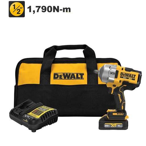 [DCF961GH1] Pistola de Impacto 1/2" DCF961GH1 / 1,790 Nm / 1- BATERIA  5 Ah / DEWALT-2-E-3-B/ 16-C-1-F