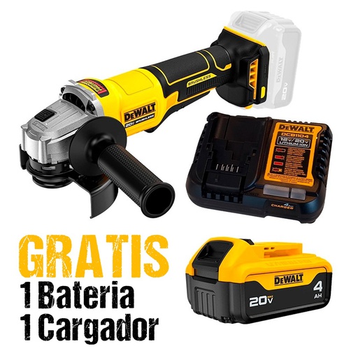 [DCG408B-OF] Amoladora 4 1/2" DEWALT 20V / BARETOOL / GRATIS DCB204 + DCB1104 / DEWALT-6-D-1-C/17-C-3-A